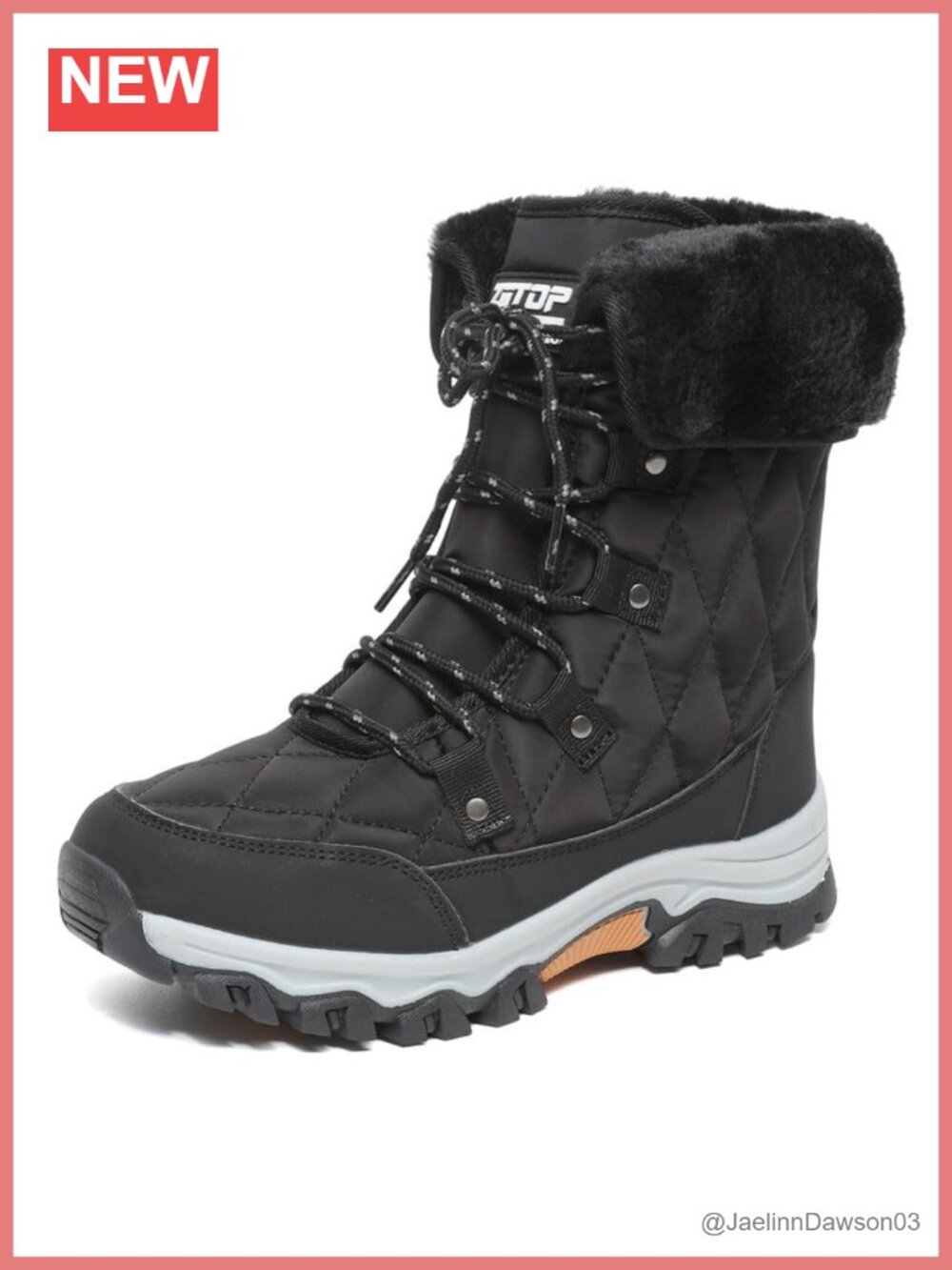 Women's Snow Winter Boots Fur Lined Warm Booties Lace Up Mid-Calf Cold Shoes